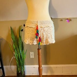 Crochet shorts with tassels